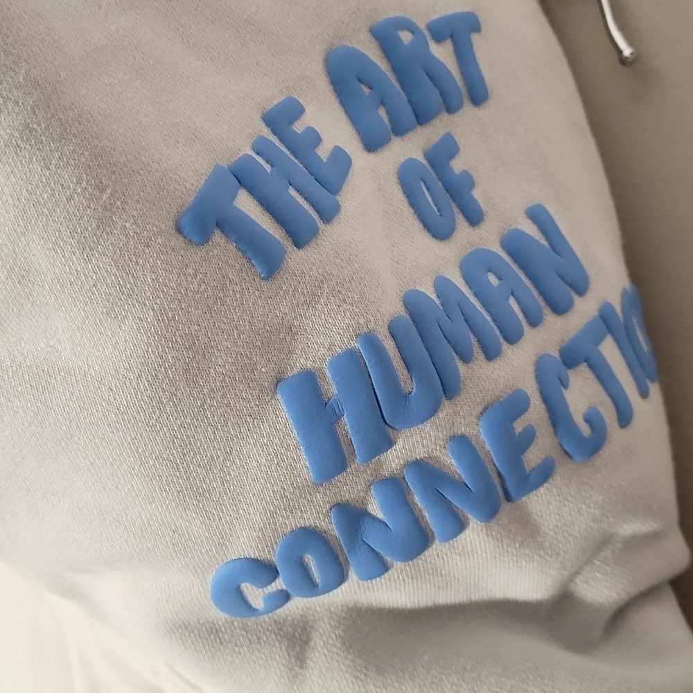 Oversized White Hoodie with Blue Graphic Text - Picture 4 of 9